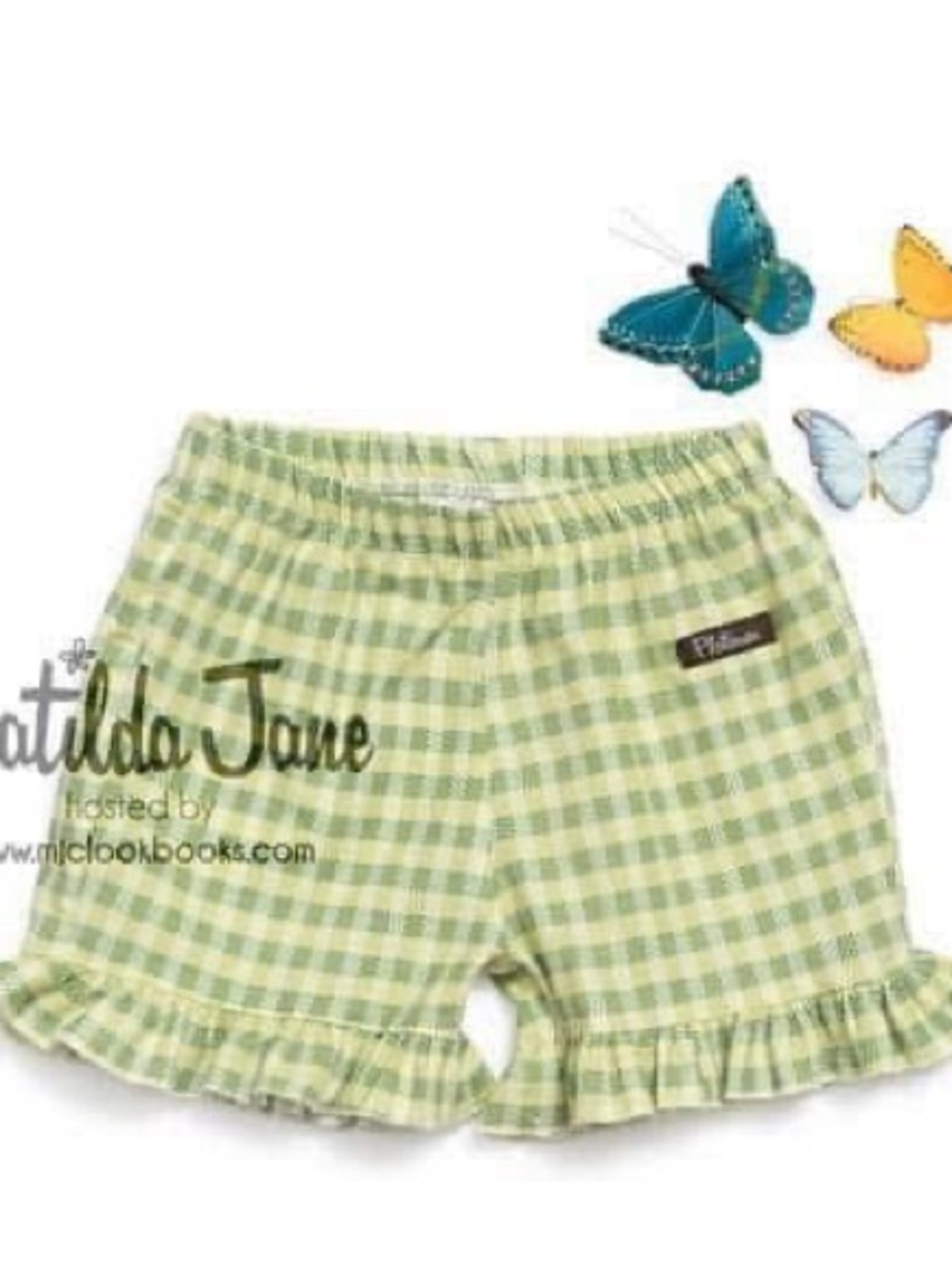 Plaid Ruffle Hem Matilda jane platinum Shorts in Light Green - Picture 2 of 6
